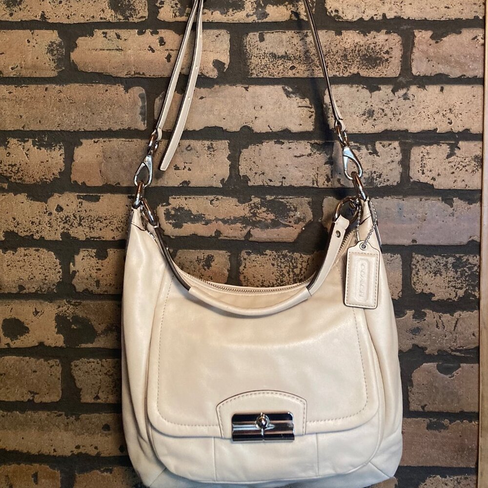 Coach Kristin Crossbody M1275-F22306 Ivory Leather Hobo Bag